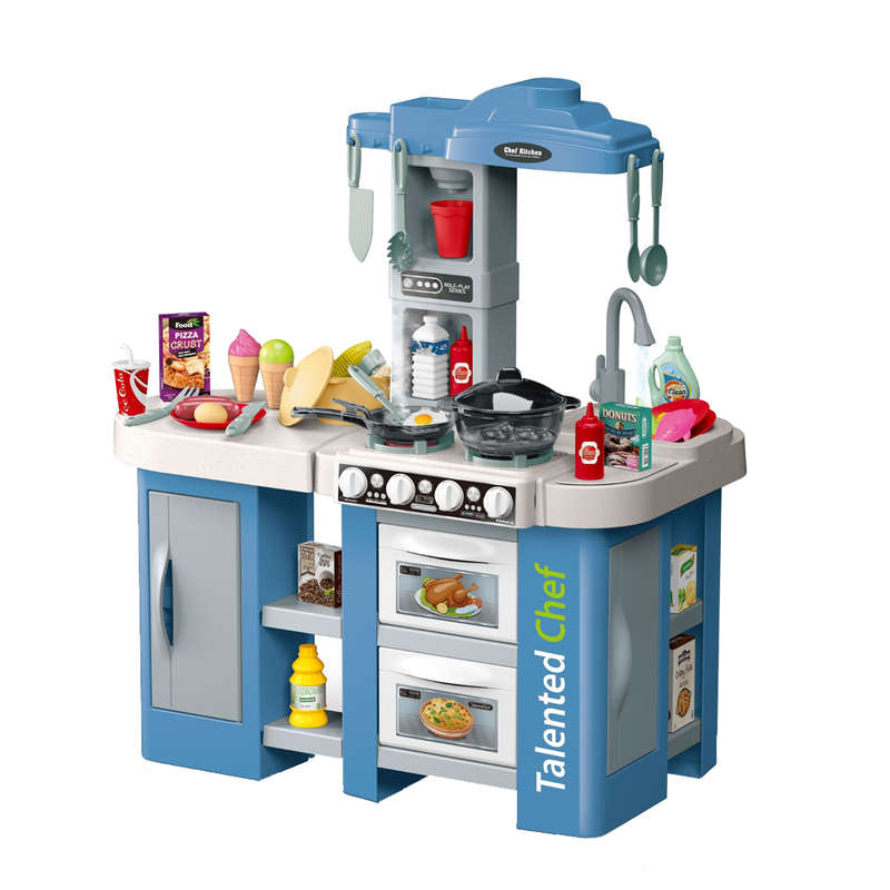 Cogo - Pretend & Play Kitchen Set with Light & Sound Effects - Blue - 72 Pieces