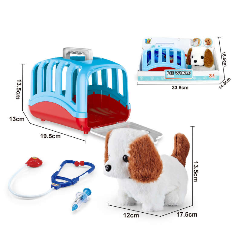 Cogo - Pretend & Play Electric Dog Care Kit with Pet Vet Accessories - Brown and White Dog