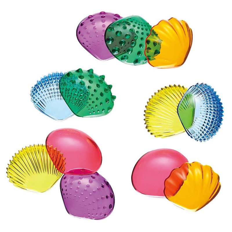 EDX Education - Tactile Shells - Transparent - 6 Tactile Surfaces & Colours - Large - Activity Gu...