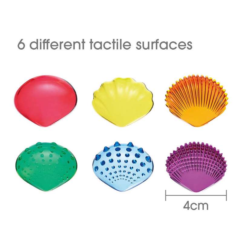 EDX Education - Tactile Shells - Transparent - 6 Tactile Surfaces & Colours - Large - Activity Gu...