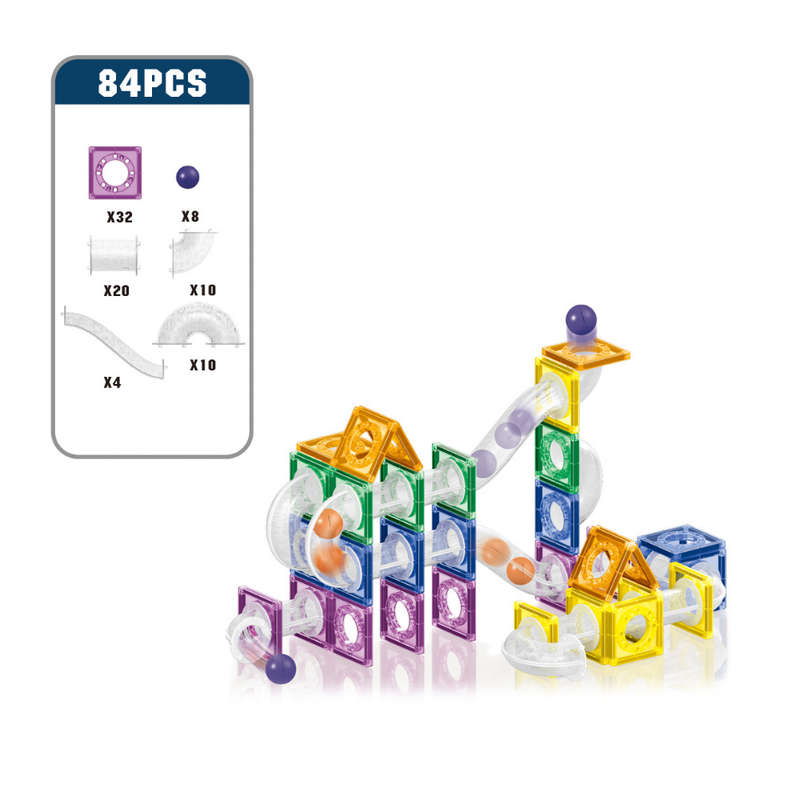 Cogo - Magnetic Tiles with Track Ball - 84 Pieces