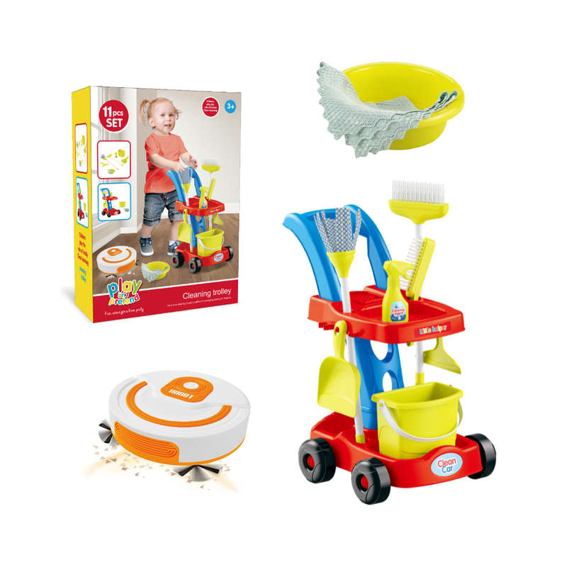 Cogo - Pretend & Play Cleaning Trolley Set - 11 Pieces