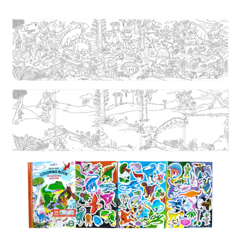 eeBoo - Fold-Out Colouring Book - Dinosaurs Abound