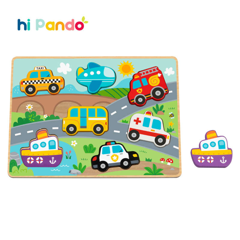hi Pando - Chunky Wooden Puzzle - Transport - 8pcs