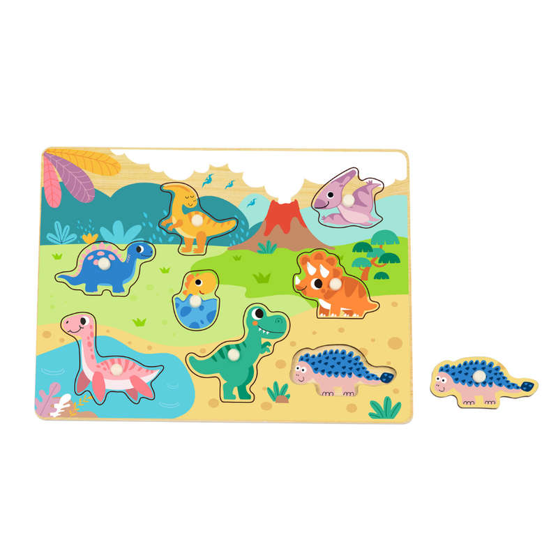 hi Pando - Wooden Peg Puzzle - Dinosaur Animals - 9pcs