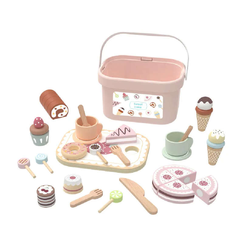 TookyToy - Wooden Tea Party Set in Portable Storage Box - 34 Pieces