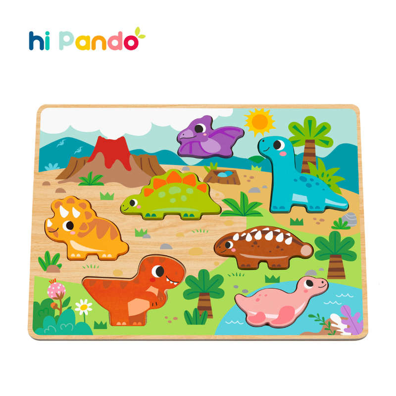 hi Pando - Chunky Wooden Puzzle - Dinosaur - 8pcs