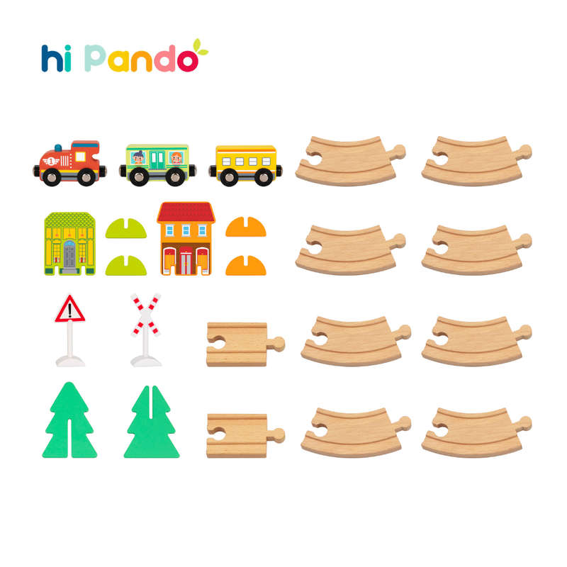 hi Pando - Magnetic Train Set - City Themed - 23pcs