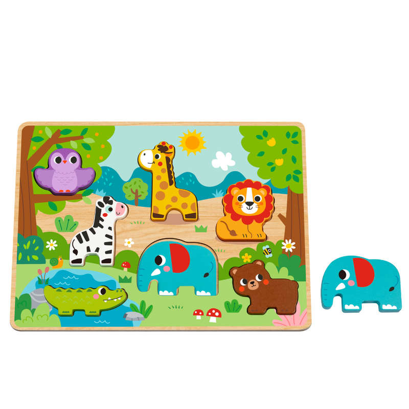 hi Pando - Chunky Wooden Puzzle - Wild Animals - 8pcs