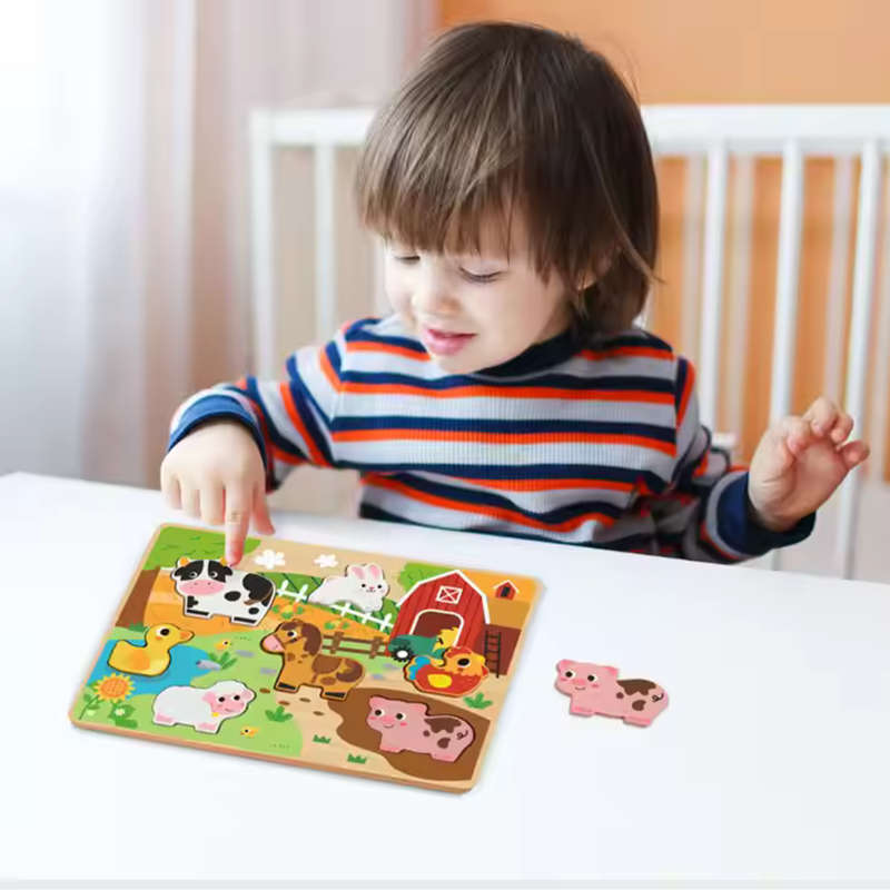 hi Pando - Chunky Wooden Puzzle - Farm Animals - 8pcs