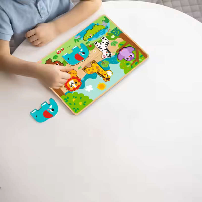 hi Pando - Chunky Wooden Puzzle - Wild Animals - 8pcs