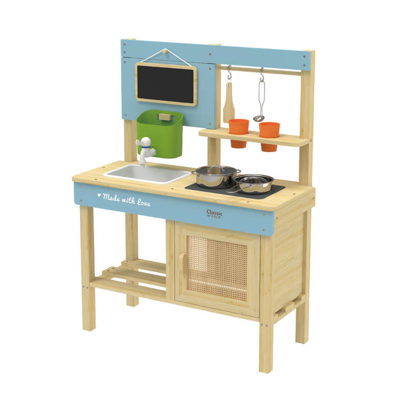 Classic World - Outdoor Mud Kitchen with Accessories - Wooden - 7 Pieces