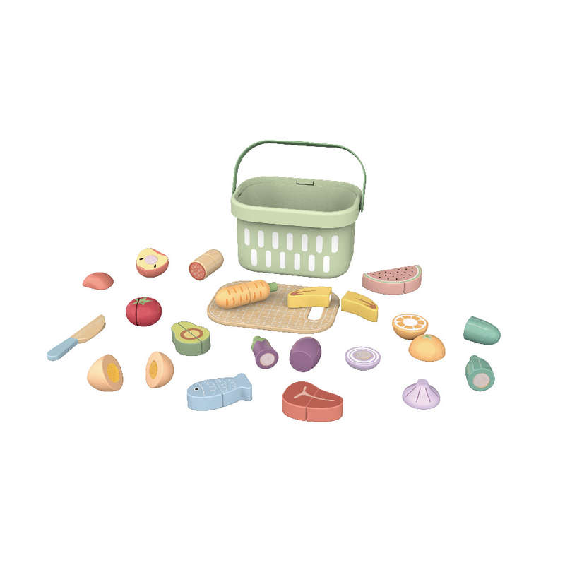 TookyToy - Wooden Cutting Food Play Set in Portable Storage Box - 31 Pieces