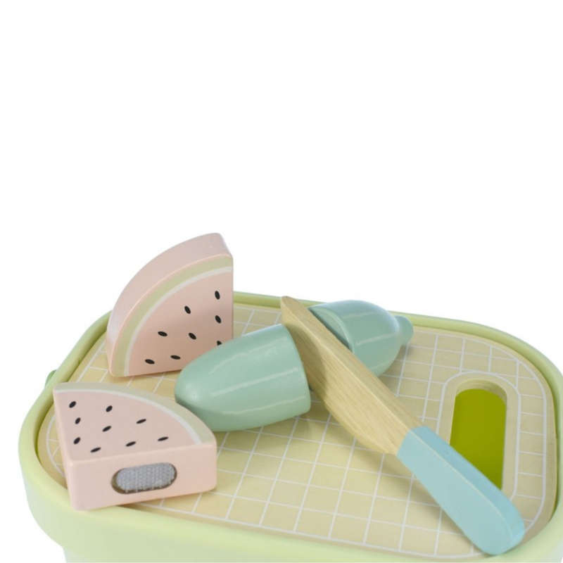 TookyToy - Wooden Cutting Food Play Set in Portable Storage Box - 31 Pieces