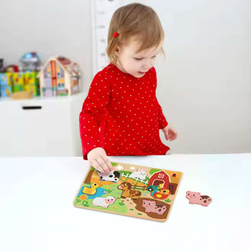 hi Pando - Chunky Wooden Puzzle - Farm Animals - 8pcs