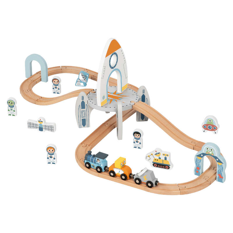 TookyToy - Wooden Space Station Train Set