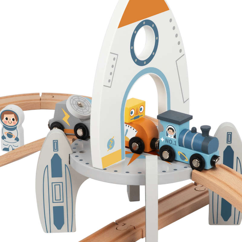 TookyToy - Wooden Space Station Train Set