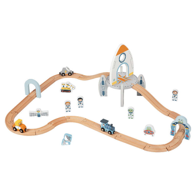 TookyToy - Wooden Space Station Train Set