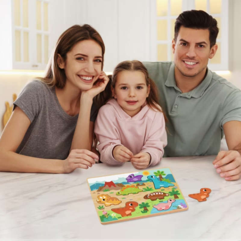 hi Pando - Chunky Wooden Puzzle - Dinosaur - 8pcs