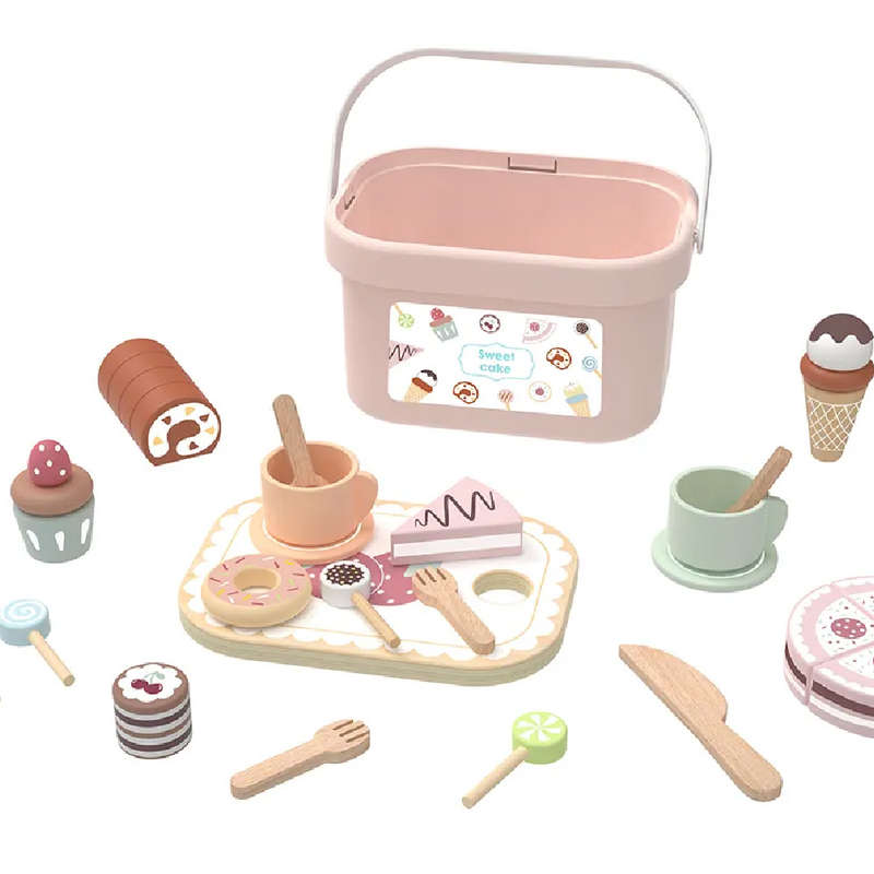 TookyToy - Wooden Tea Party Set in Portable Storage Box - 34 Pieces