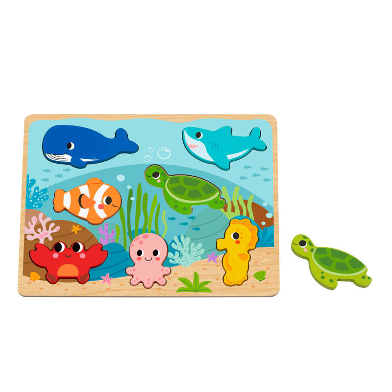 hi Pando - Chunky Wooden Puzzle - Sea Life - 8pcs