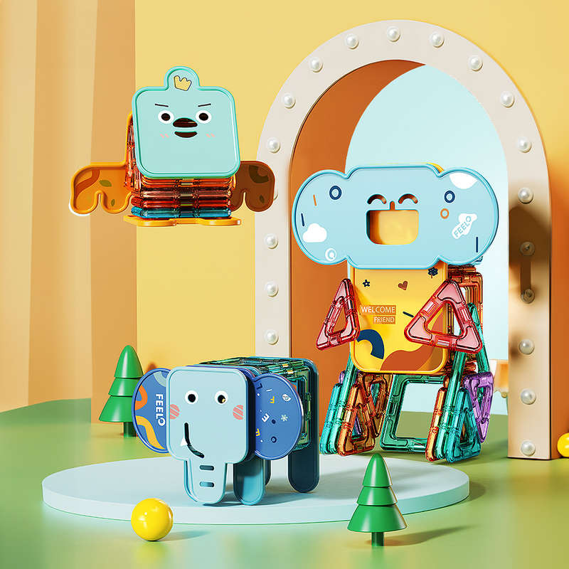 Feelo - Magnetic Tiles Activity Set - Animals - 30 Pieces