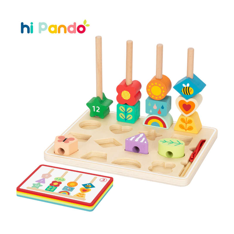 hi Pando - Wooden Sequencing Bead Game - 30pcs