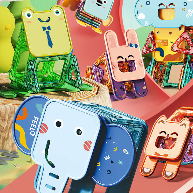 Feelo - Magnetic Tiles Activity Set - Animals - 50 Pieces