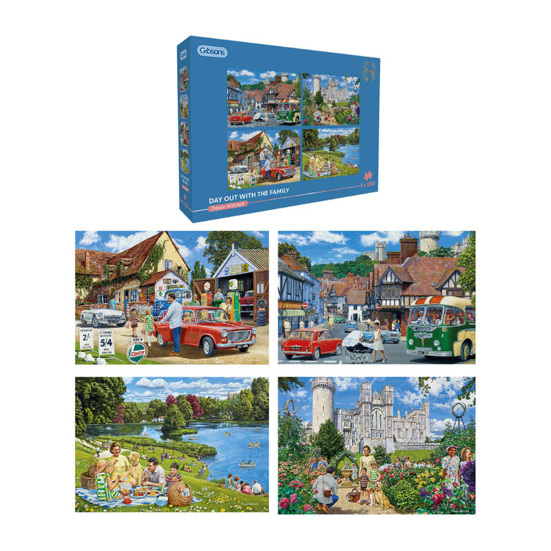 Gibsons - Day out with the Family - 4 x 500 Piece Jigsaw Puzzle