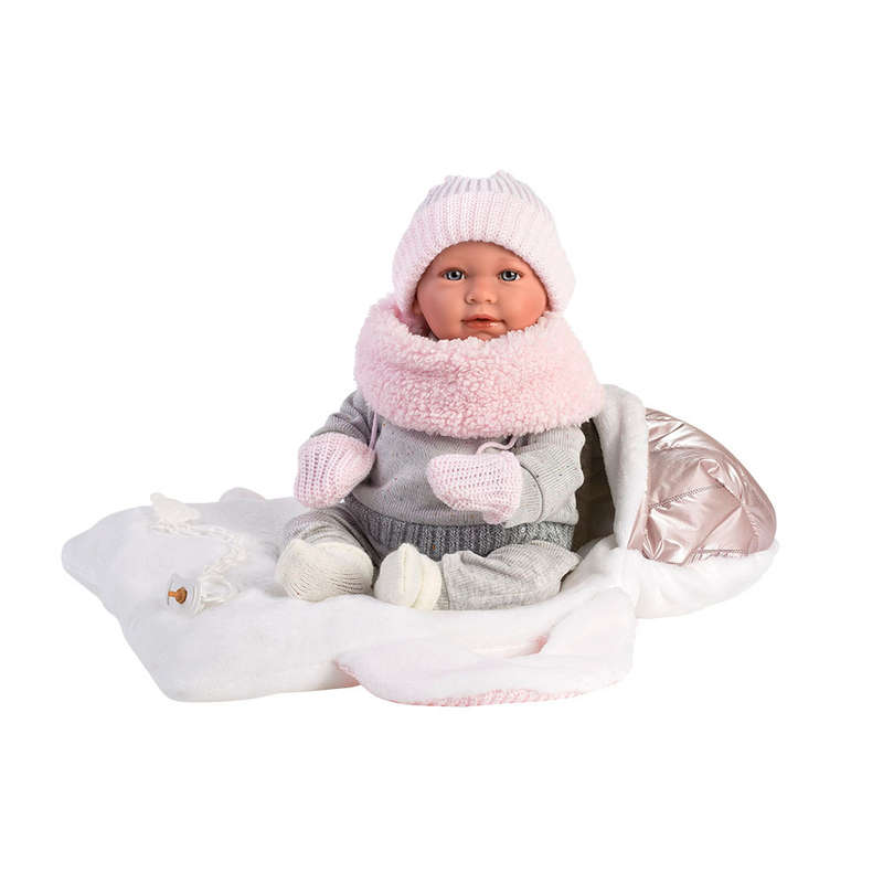 Llorens - Baby Girl Doll with Carry Cot, Clothing & Accessories: Mimi - 40cm (Mechanism Optional)