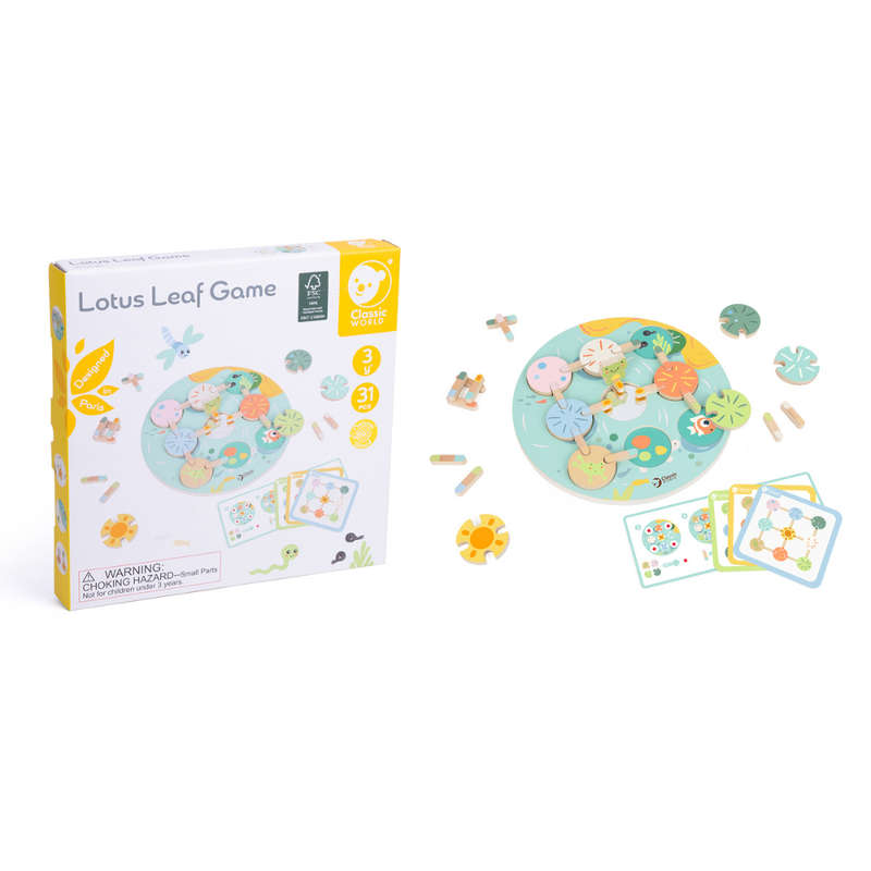Classic World - Lotus Leaf Game - Wooden Colour & Shape Matching Toy - 31pcs
