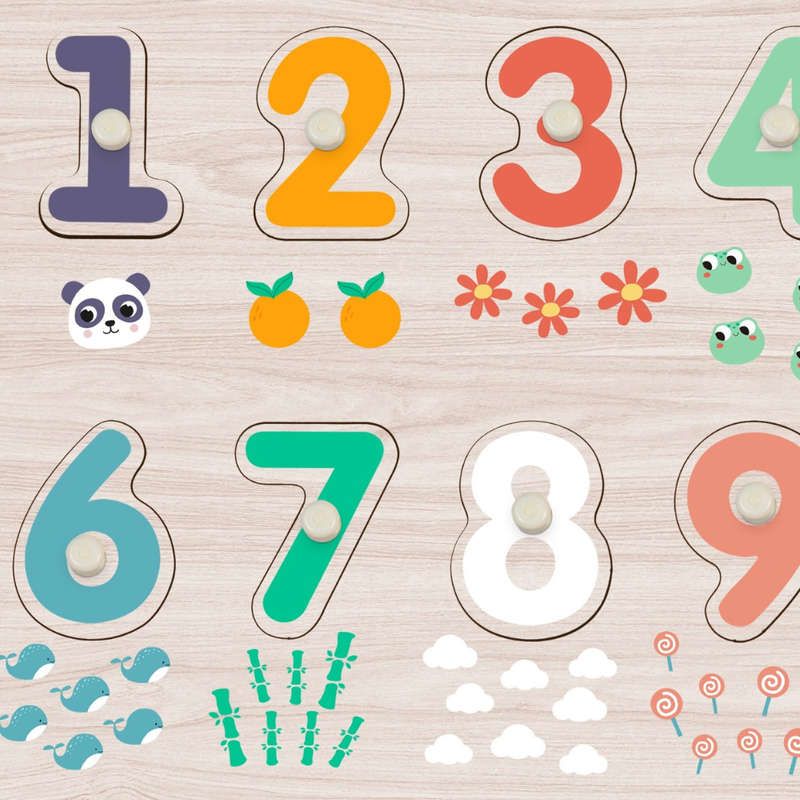 hi Pando - Wooden Peg Puzzle - Number 1-10 - 11pcs