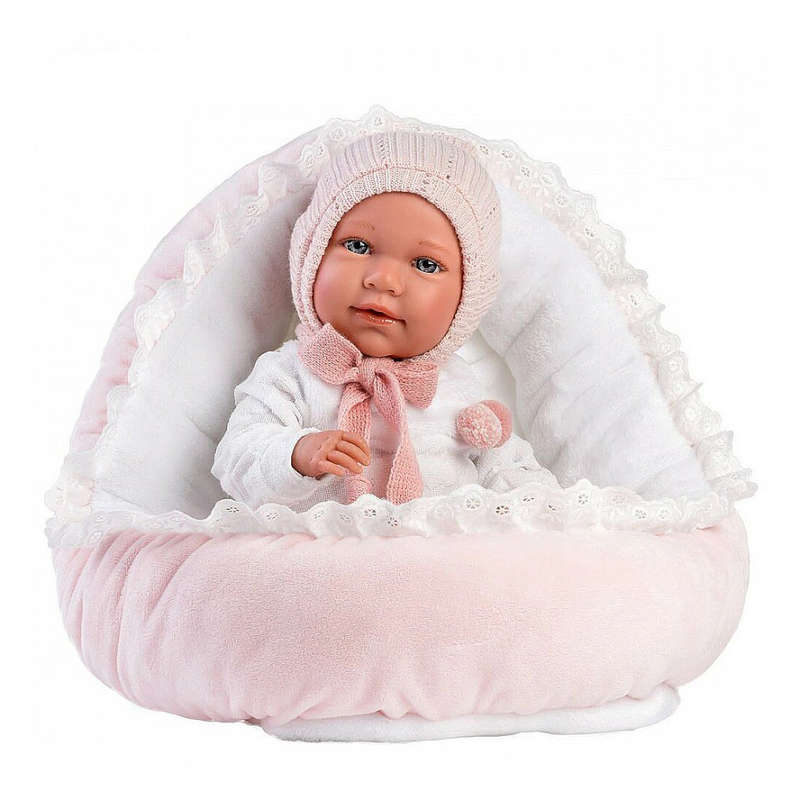 Llorens - Baby Girl Doll with Clothing, Accessories & Pink Crib - 42cm (Mechanism Optional)