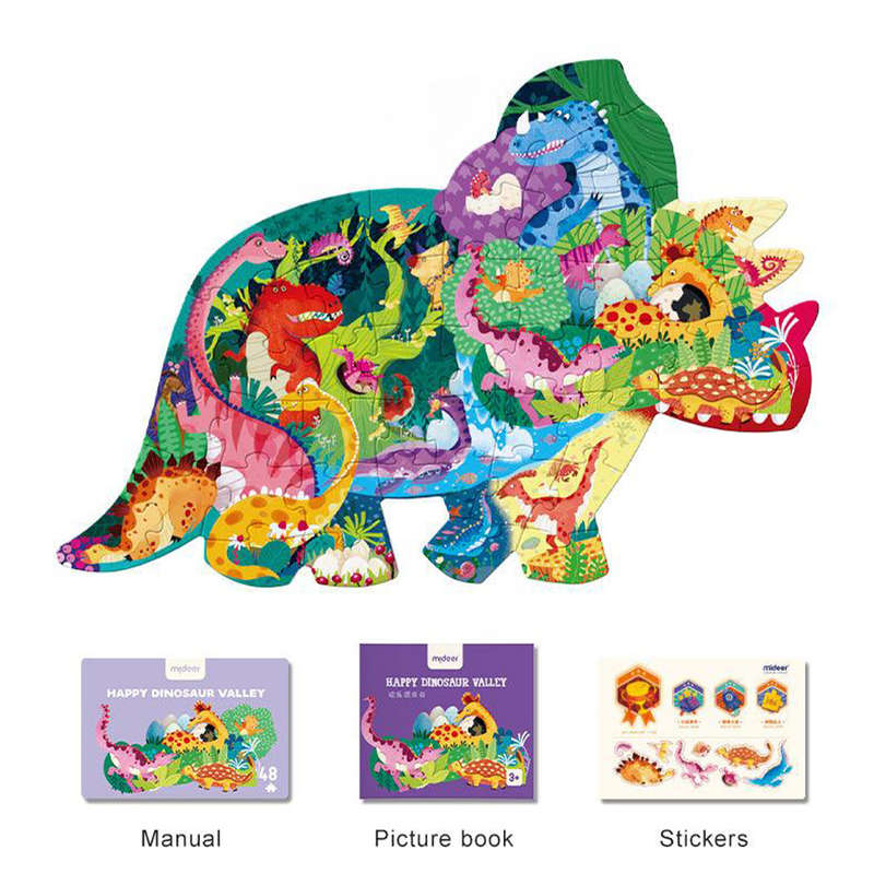Mideer - Shaped Puzzle Happy Dinosaur Valley 48 Piece