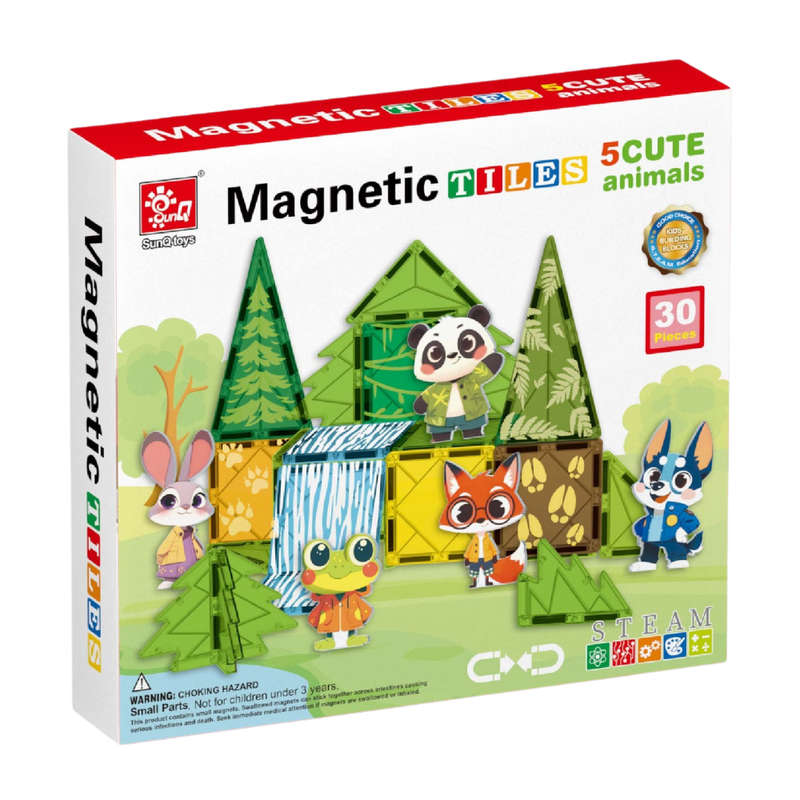 Magnetic Tiles - Cute Animals Set - 30 Pieces