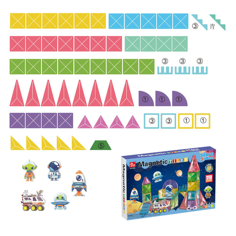 Magnetic Tiles - Space Adventure Set - 70 Pieces
