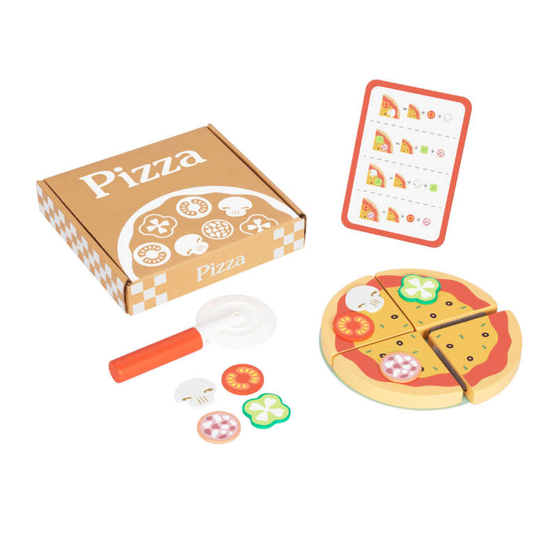 hi Pando - Pretend & Play - Wooden Pizza Making Set - 16pcs