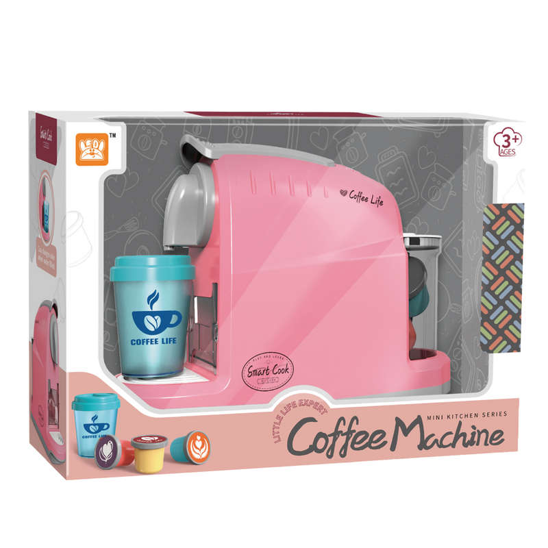 Pretend & Play Coffee Maker Set with Sounds & Colour Changing Cup - Pink