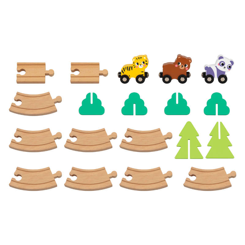 hi Pando - Wooden Animal Train Set - 19pcs