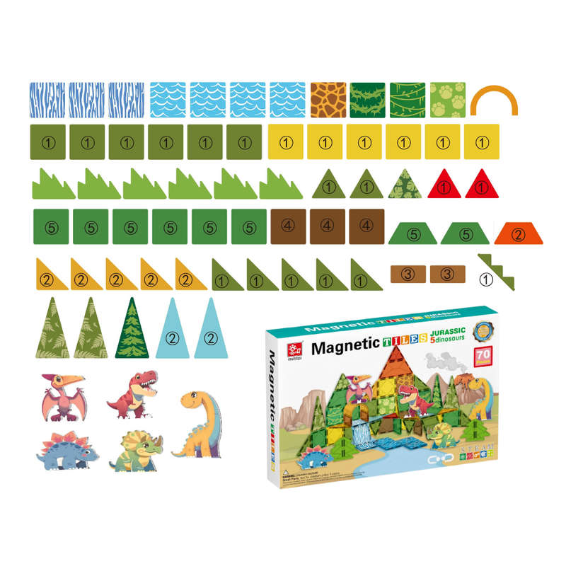 Magnetic Tiles - Dinosaur Set - 70 Pieces