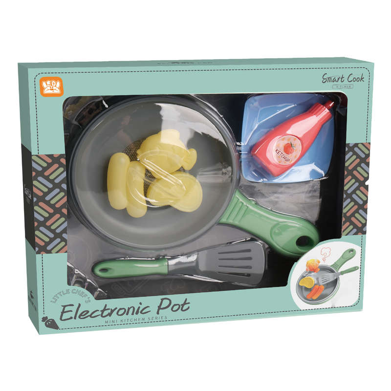 Pretend & Play Frying Pan Set with Lights, Sound & Colour Changing Food - Green