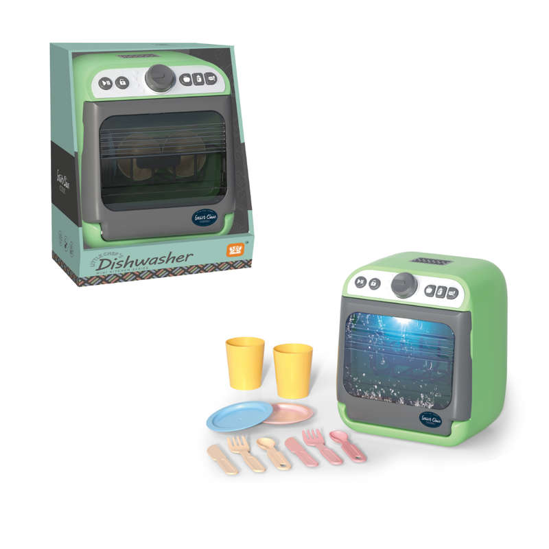 Pretend & Play Dishwasher Set with Sound, Lights & Water Spray Effect - Green