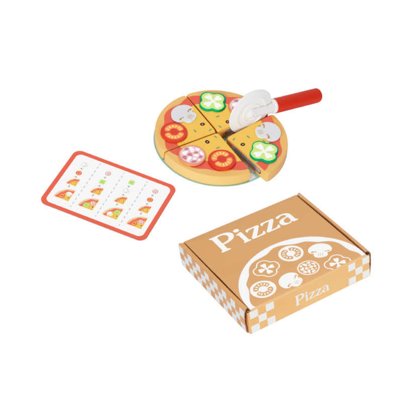 hi Pando - Pretend & Play - Wooden Pizza Making Set - 16pcs