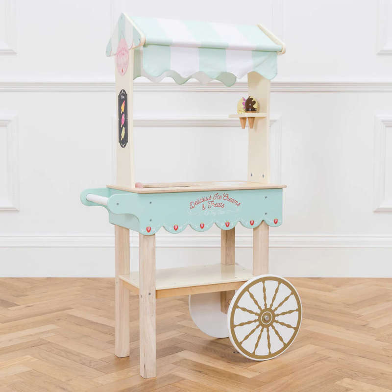 Le Toy Van - Pretend & Play - Wooden Ice Cream Trolley Market Stall - 5pcs