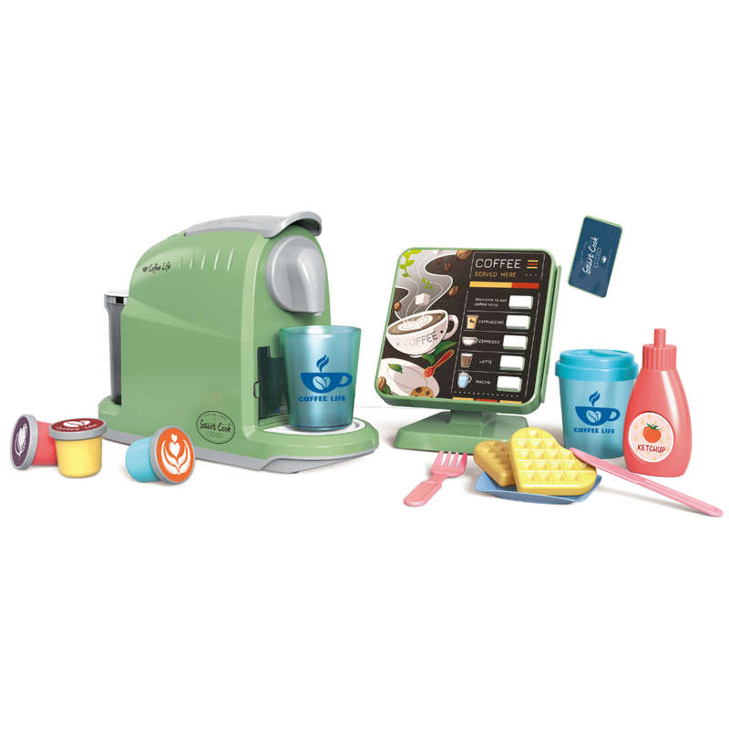 Pretend & Play Coffee Maker & Breakfast Set with Sounds & Colour Changing Cups - Green