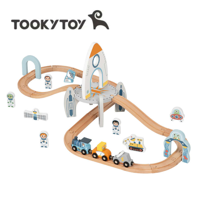 TookyToy - Wooden Space Station Train Set