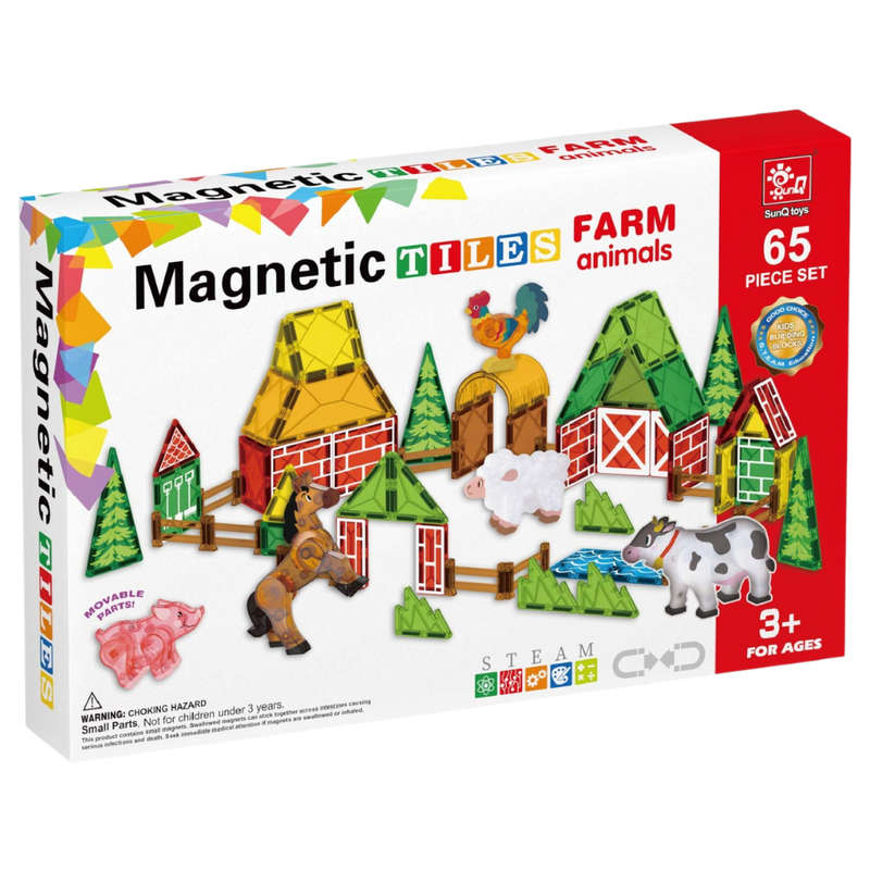 Magnetic Tiles - Farm Animals Set - 65 Pieces