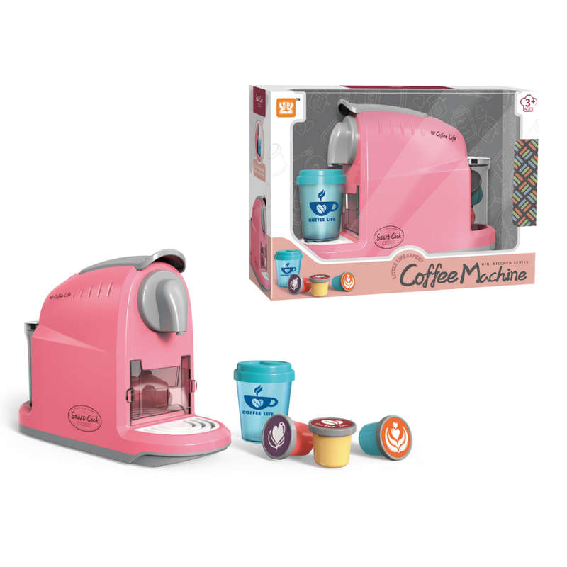 Pretend & Play Coffee Maker Set with Sounds & Colour Changing Cup - Pink