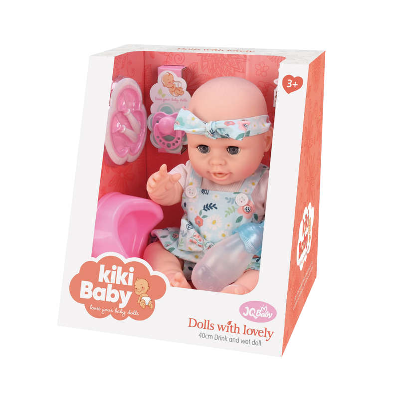 Baby Doll with Blue Clothing, Potty & Accessories - Vinyl Body - 38cm