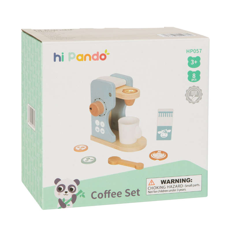 hi Pando - Pretend & Play - Wooden Coffee Maker Set - 8pcs